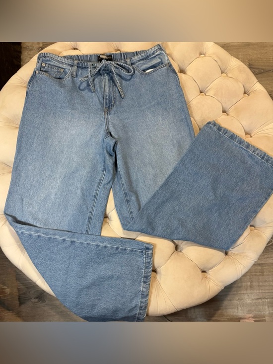 Rewash Denim - Rewash Women’s Wide Leg Drawstring Jeans Light Wash XL